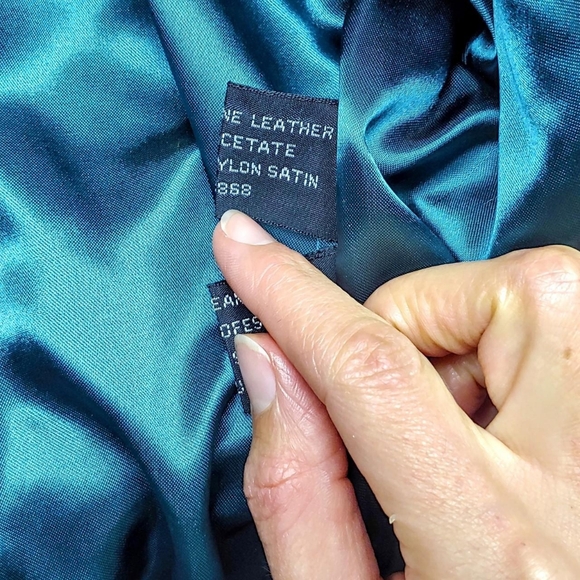 80s color block leather vintage bomber jacket - Picture 7 of 7